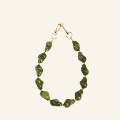 Beaded bag chain & phone strap olive green