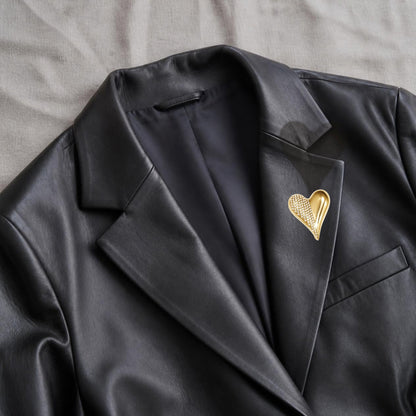 Hart broche strass goud