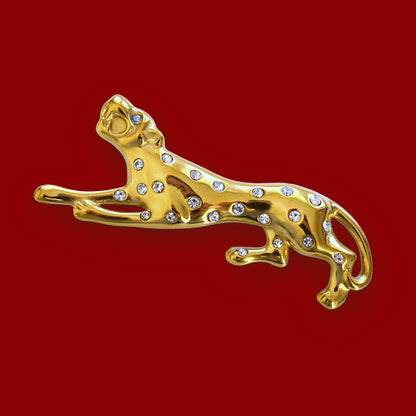 Panter broche goud wit
