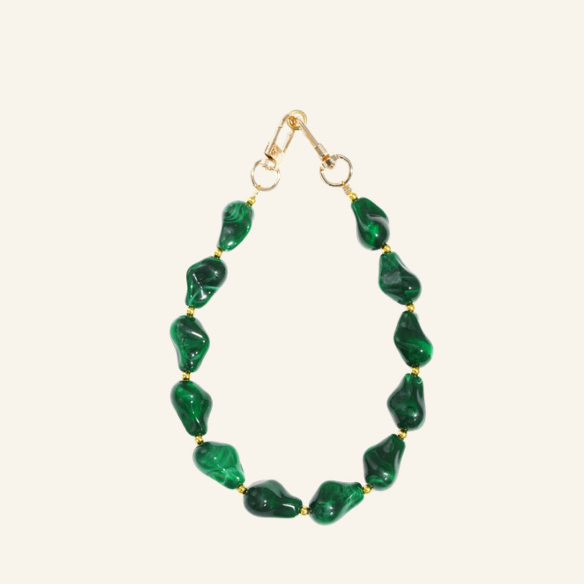 Beaded bag chain & phone strap emerald green