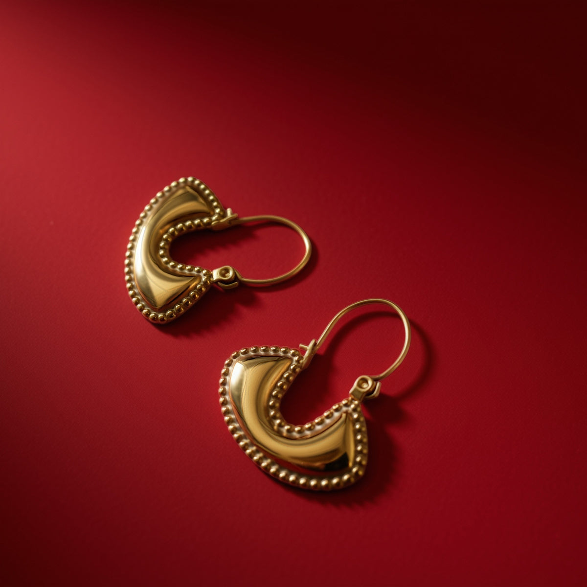 Boho fan earrings gold – pink variant