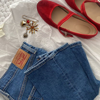 Zon en hart broche goud rood achterkant