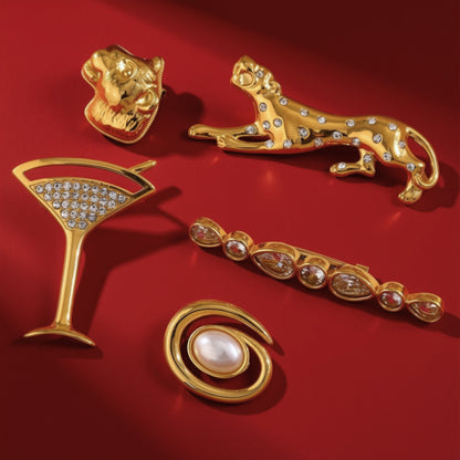 Panter broche goud wit