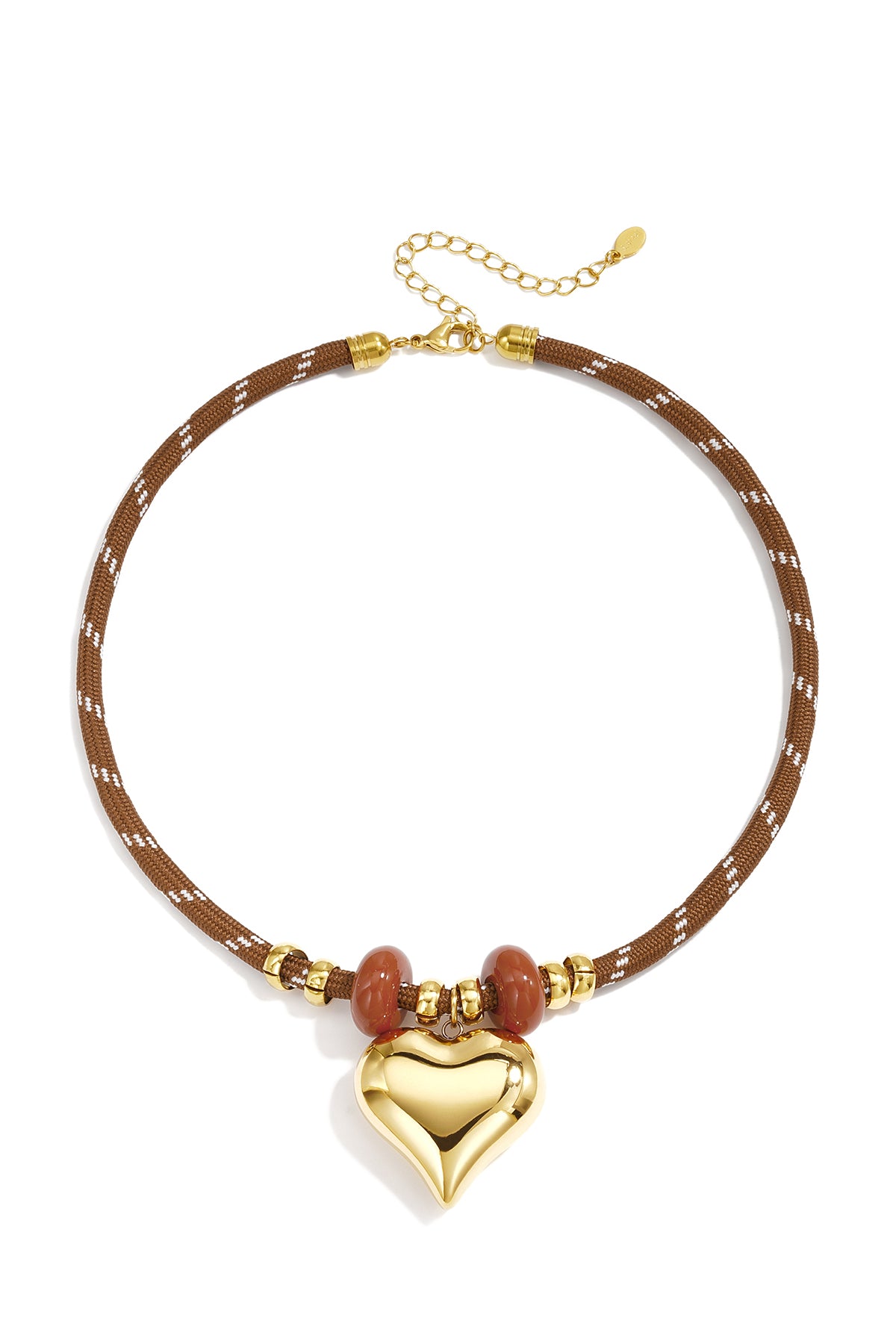 Hartketting met koord bordeaux detail