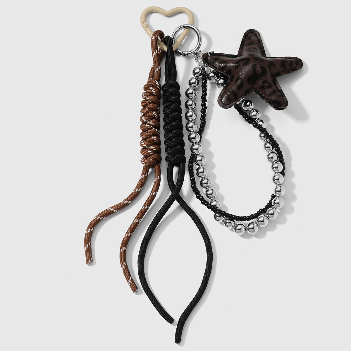 Ster bag charm met kralen bruin