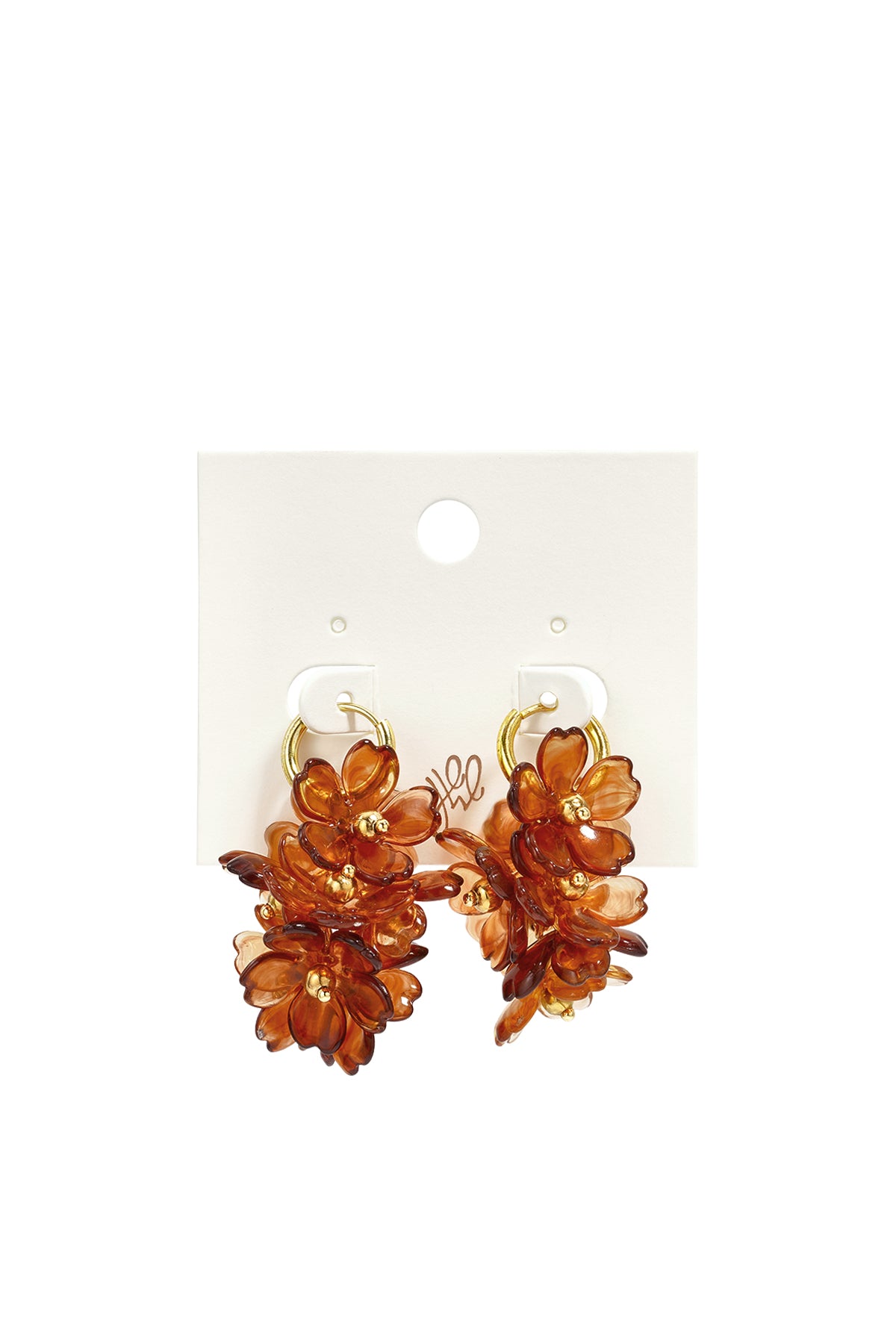 Brown flower cluster earrings, detail