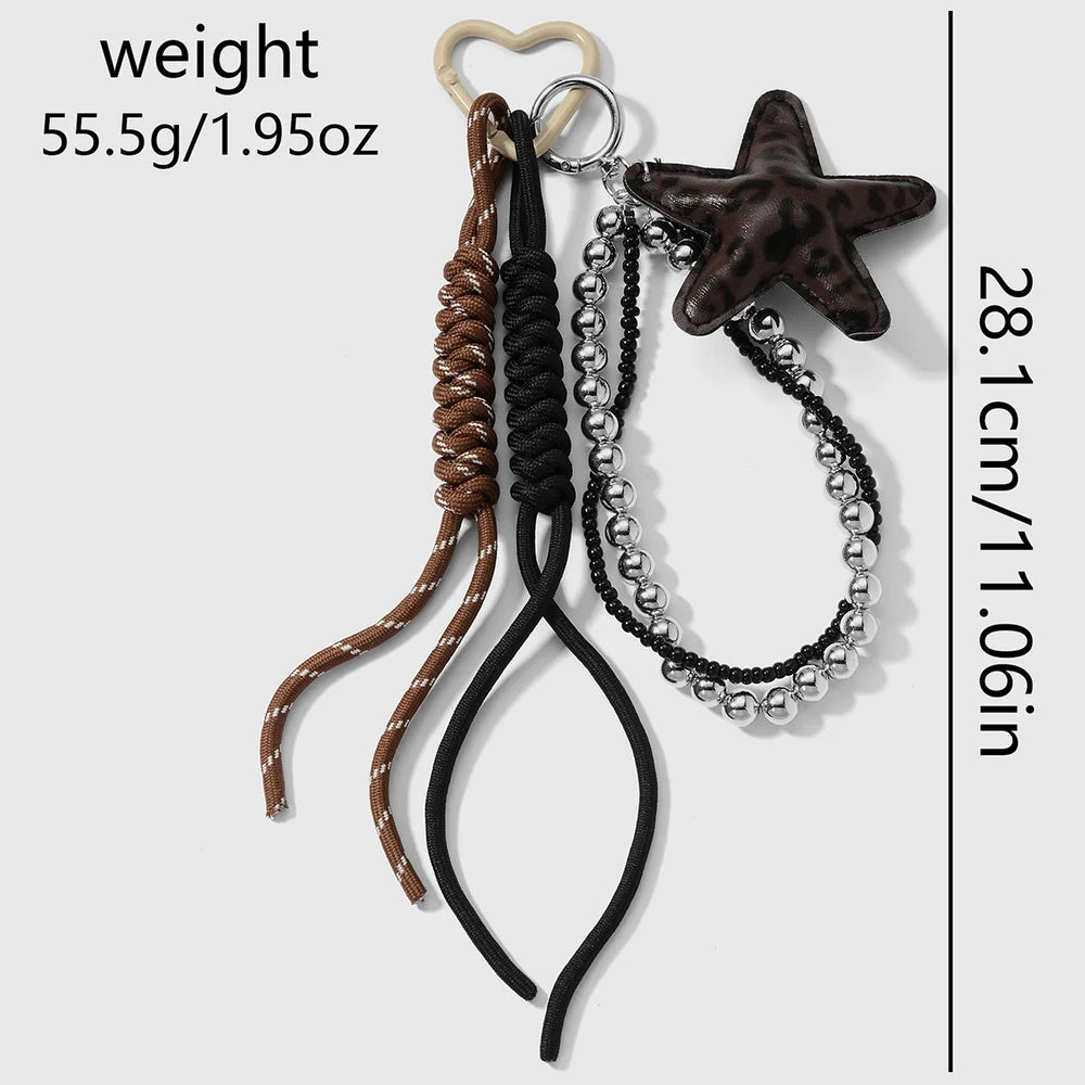 Ster bag charm met kralen bruin