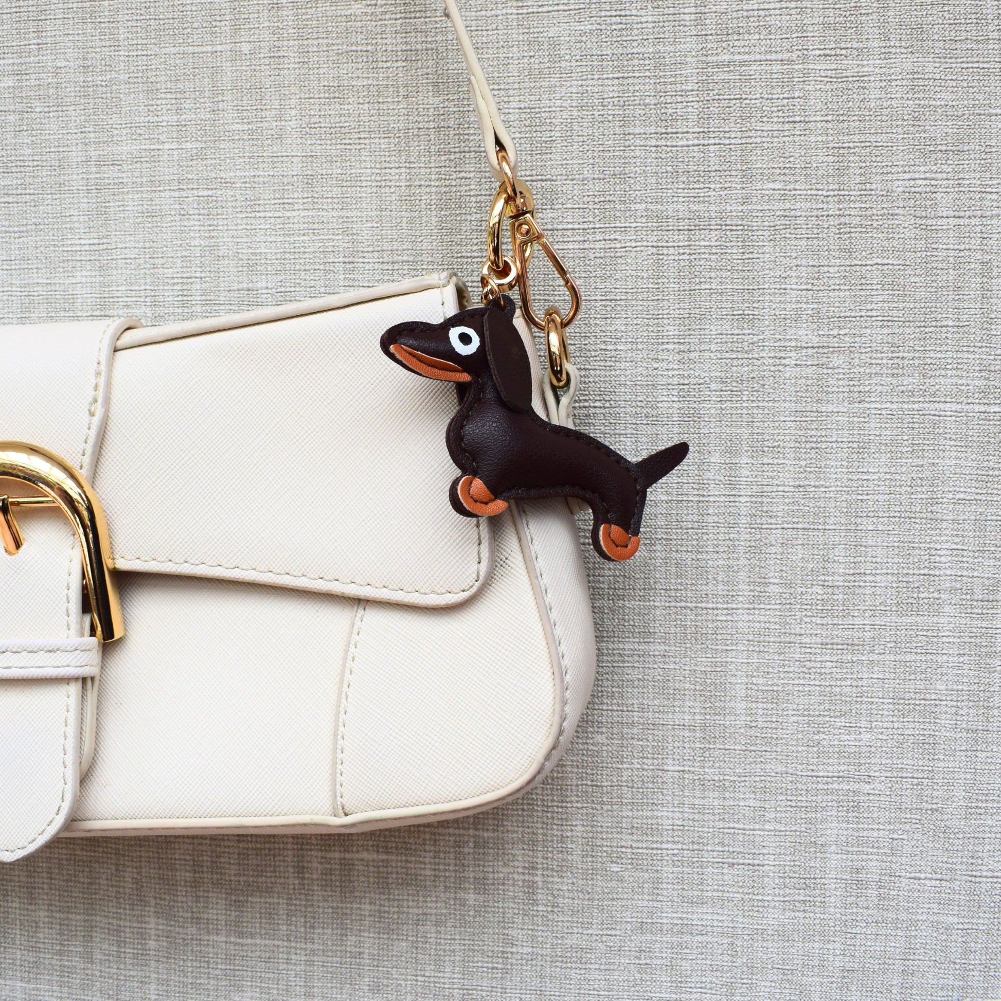 Hond bag chain - Goud, bruin en wit
