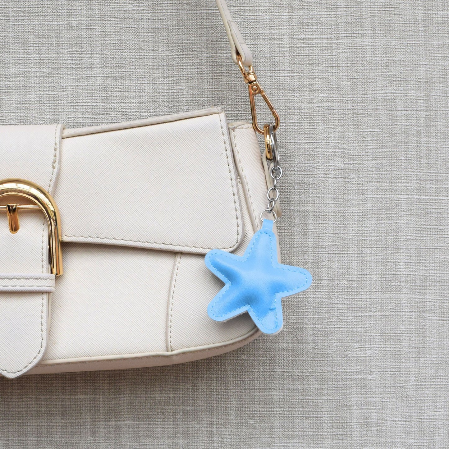 Stoffen ster bag chain - Zilver en blauw