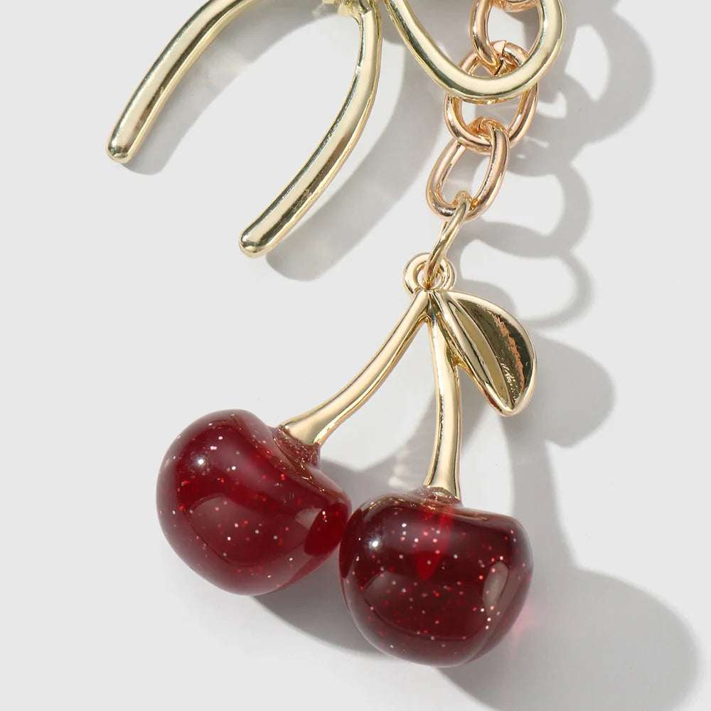 Kersen met strik bag charm rood