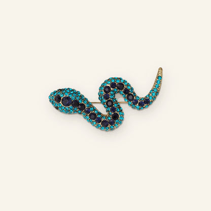 Slang broche strass blauw