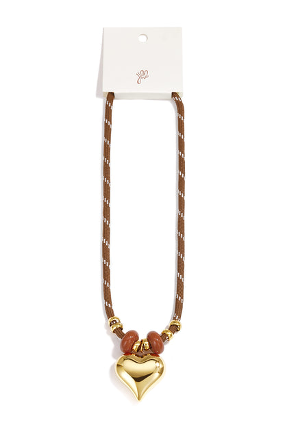 Hartketting met koord bordeaux