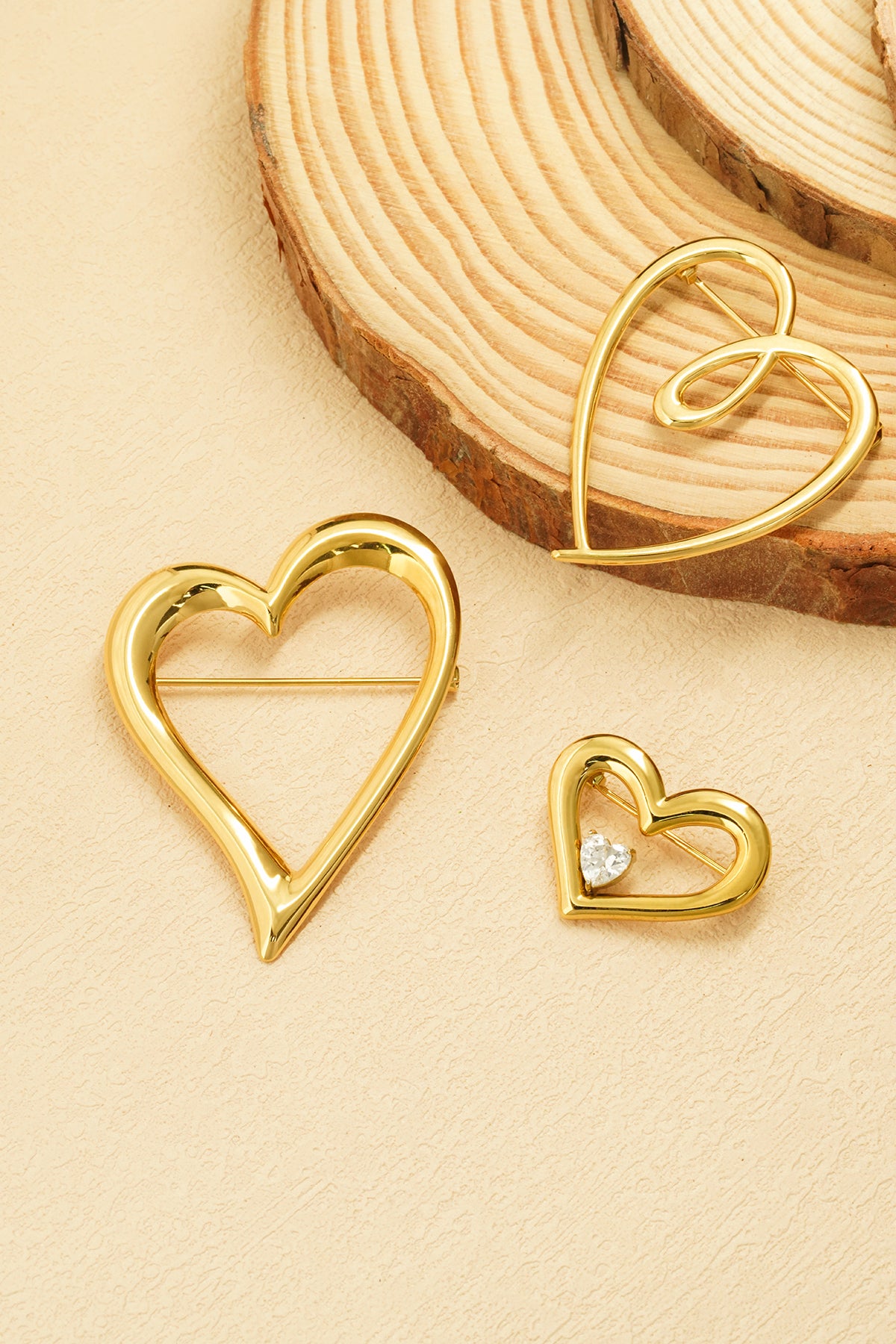 Open hart broche goud